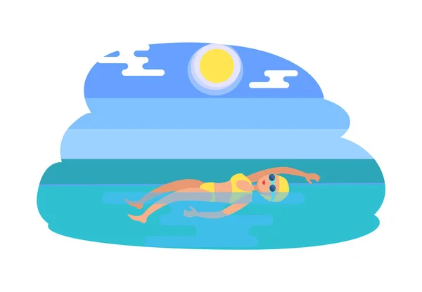 Backstroke Swimmer kobieta styl wektor ilustracja — Wektor stockowy