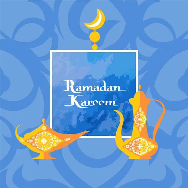 Ramadan Kareem jarra decorativa de vajilla islámica — Archivo Imágenes Vectoriales