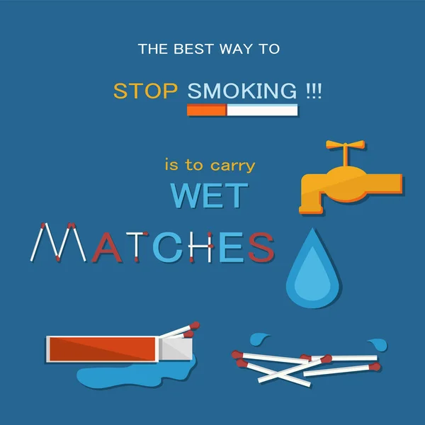A melhor maneira de parar de fumar é para partidas molhadas — Vetor de Stock