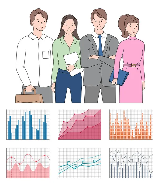 Lavoro di squadra Presentazione Grafico e grafico Icone vettoriali — Vettoriale Stock