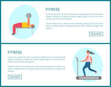 Treadmell ve Dumbbell, Online Fitness Vektör