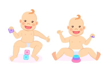 Gülen İkizler veya Çocuklar, Oturan Yenidoğan Vektör