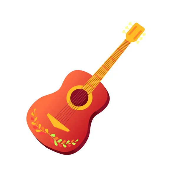 Spanish Guitar with Ornament, Musical Instrument — Stock Vector