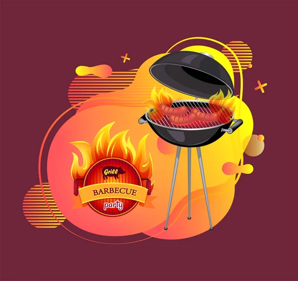 Barbecue partito Cookout e grigliate banner vettoriale — Vettoriale Stock