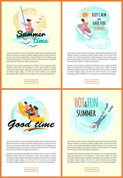 Good Time Yaz Adventures, Seaside Web Sitesi Seti — Stok Vektör