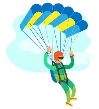 Extreme Sport Skydiving, Sportman Uçan Vektör