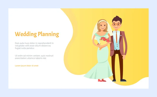 Wedding Planning Bride and Groom Engagement Vector — Stock Vector