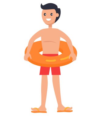 Lifebuoy İzole Vektör Simgesi Standing Boy