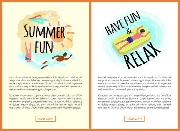 Site Web d'amusement et de détente d'été avec des gens — Image vectorielle