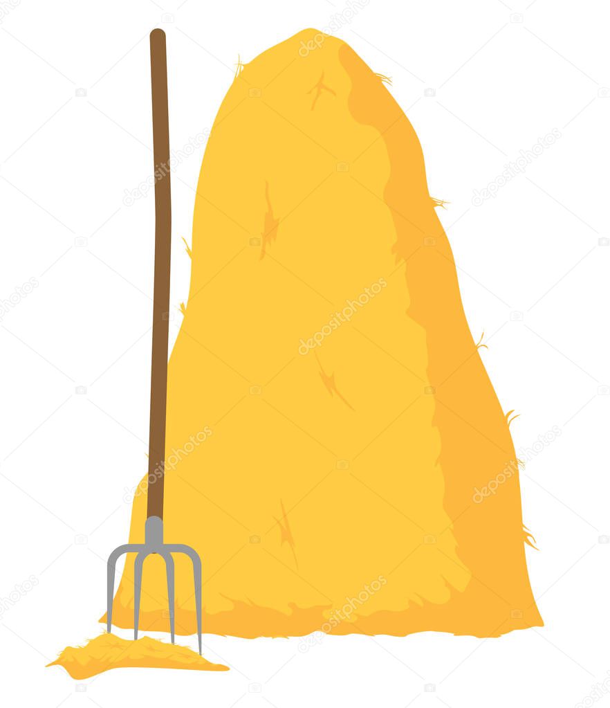 Agriculture Hayfork Hayrick Vector Illustration