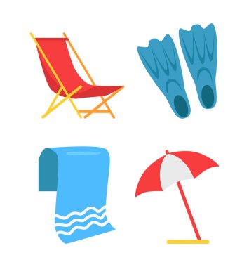 Plaj ve yüzme vektör simge için donatım.
