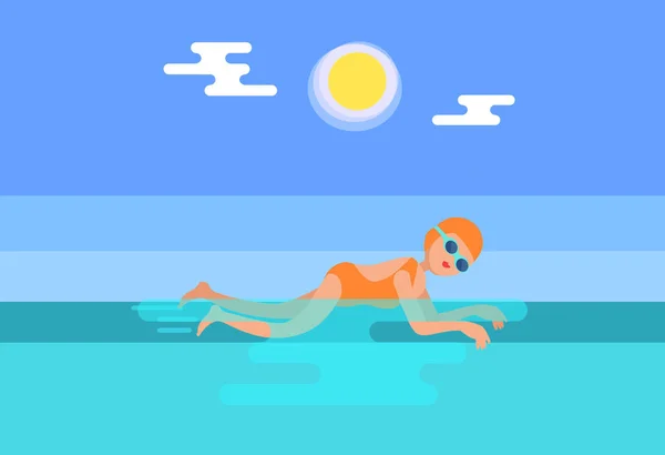 Bröstsim kvinnlig simmare vektor illustration — Stock vektor