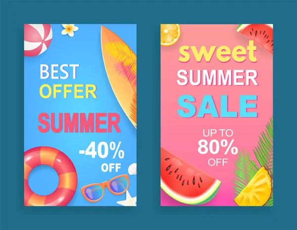 Melhor oferta Verão Set Poster Vector Ilustração —  Vetores de Stock