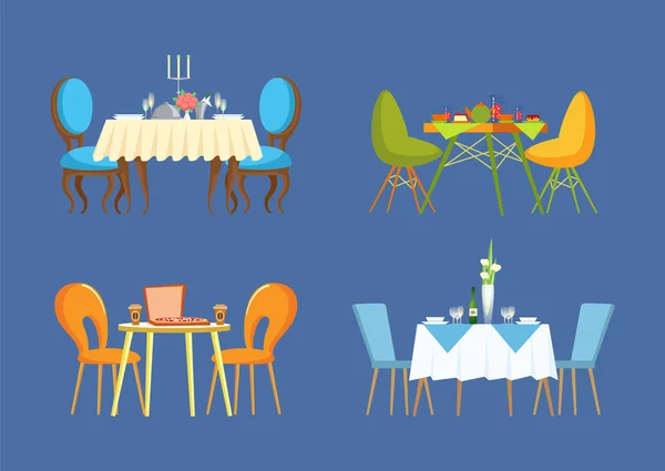 Stedelijke en elegante tafel serveren met gerechten vector — Stockvector