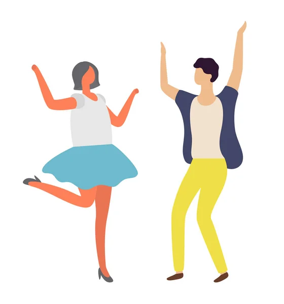 Taniec mężczyzny i kobiety, Disco party, tancerz Vector — Wektor stockowy