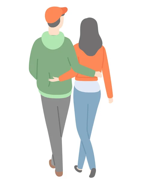 Happy Couple dos, vecteur homme et femme isolé — Image vectorielle