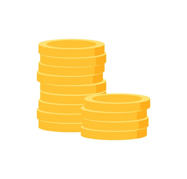 Pilha de moedas de ouro Isolado dinheiro. Ouro vetorial — Vetor de Stock