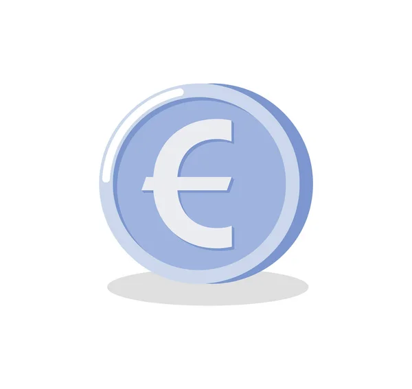 Στρογγυλά ασημένια χρήματα, ευρώ Coin, τραπεζικό διάνυσμα — Διανυσματικό Αρχείο