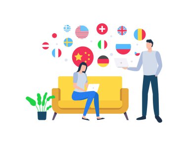 Kadın ve adam ev satış mal çalışan