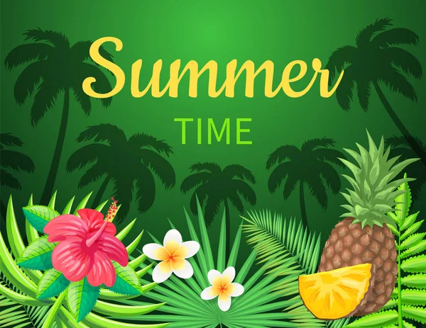 Summer Time Season Poster Vector Illustration — Stock Vector