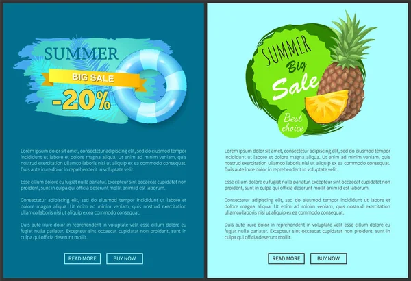 Summer Big Sale Summertime Vector Web Posters — Stock Vector