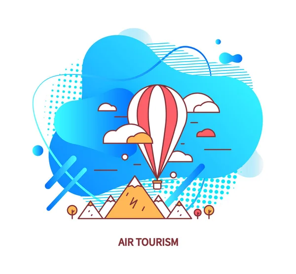 Air toerisme, luchtschip ballon met mand vector — Stockvector