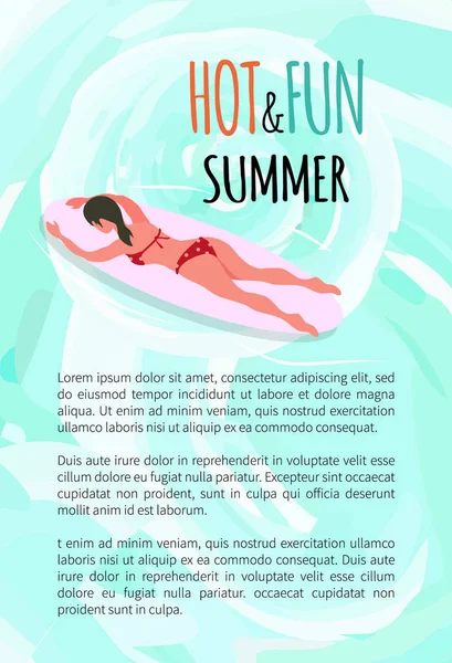 Varm och rolig sommar kvinna surfa ombord affisch — Stock vektor