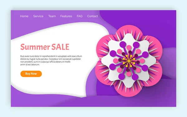 Sommar REA Dekoration origami blomma webbplats — Stock vektor