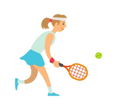 Tenis oynayan kadınlar. Vektör Kadın Tutma Raketi