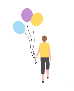 Hava Balonları İzole Karakter Demet ile Guy