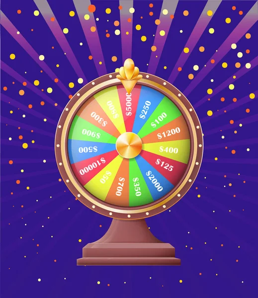 Fortune Wheel with Sums of Money Bonuses Vector — Stock Vector