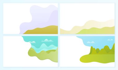 Ground and Sky with Clouds, Mountains Hills Set clipart