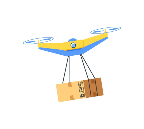 带悬挂盒的飞行设备，无人机矢量 — 图库矢量图片