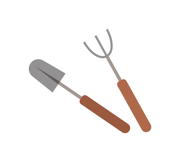 Shovel and Rake Garden Tools Isolated. Vector — Stock Vector