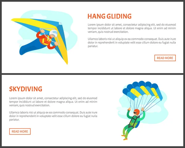 Activité dangereuse, saut avec vecteur parachute — Image vectorielle