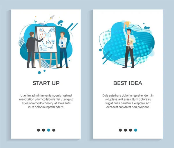Startup e migliore idea, Worker Solution Business — Vettoriale Stock