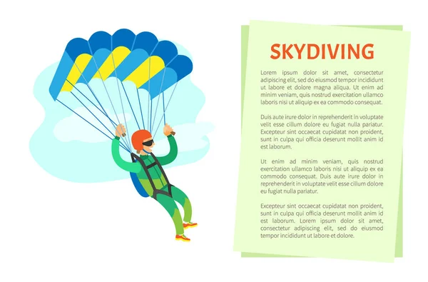 Extreme Sport Skydiving, Sportman Vettore Volante — Vettoriale Stock