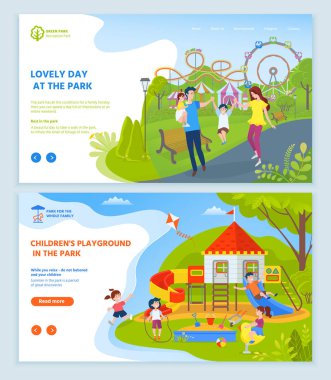 Çocuklar için Park'ta Oyun Alanı Web Sitesi Metin Seti