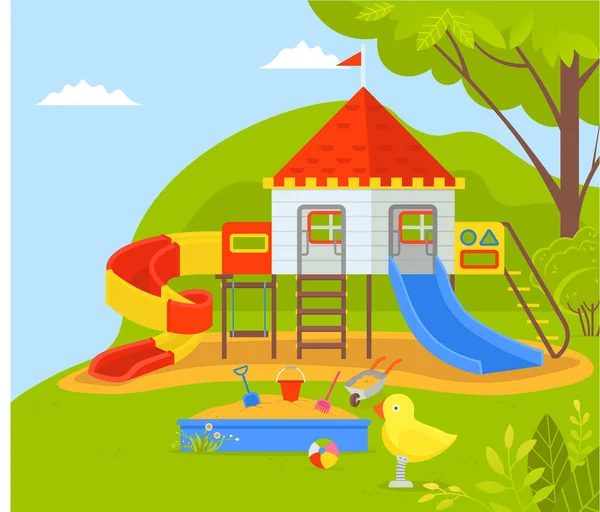 Aire de jeux pour enfants, Enfants Dreamland in Park — Image vectorielle