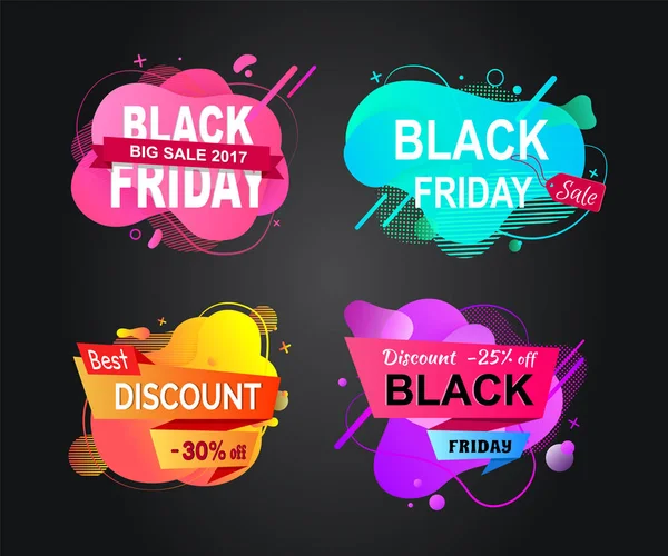 Black Friday Banners with Sales, Shops Promotion — Stock Vector