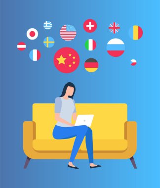 Ülke Bayrağı, Dizüstü Bilgisayarlı Kadın, Devlet Vektörü