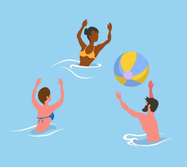 İnsanlar Denize Sıçrayan, Voleybol Vektörü Oynuyor