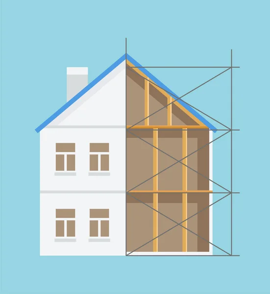 Demi construit maison, intérieur et extérieur vecteur — Image vectorielle