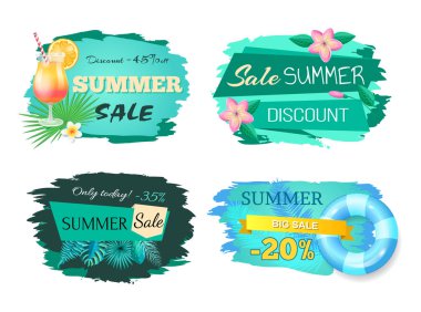 Yaz Satış Reklam Etiketi Kokteyl ve Meyve