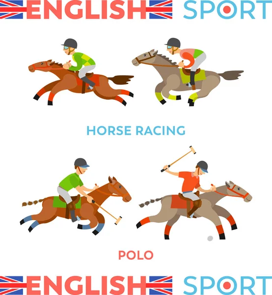 영어 스포츠 경마 와 폴로 포스터 텍스트 — 스톡 벡터