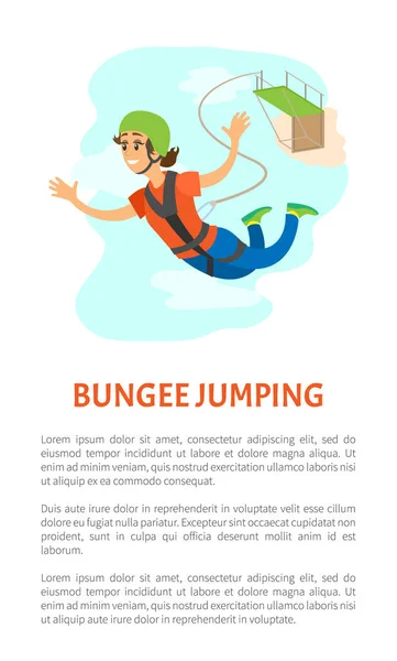 Woman Falling from Bridge, Bungee Jumping Vector — Stock Vector