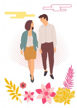 Dating Çift Birlikte Yürüyüş, İnsanlar ve Çiçekler