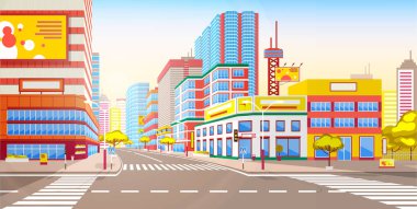 Cityscape ve modern yollar, şehir kenti 3D tarzı