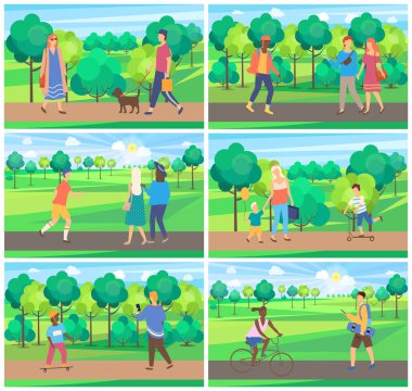 Ağaçlar arasında Park insanlar Leisure, Park vector