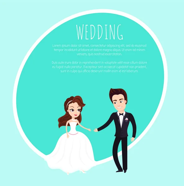 Matrimonio cartolina o invito, Sposi Vettore — Vettoriale Stock